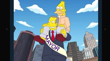 El alcalde de Nueva York con el abuelo Simpson