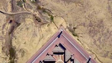 Vista aerea de “el Alcatraz de las Rocosas”.