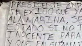 Narcomanta con una mensaje dirigido a AMLO.