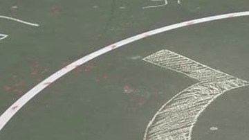 Uno de los dibujos en la cancha de baloncesto de P.S. 139