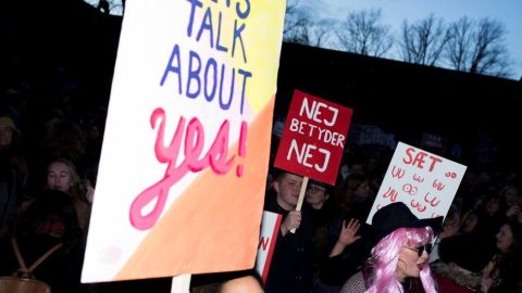 Manifestantes en una marcha celebrada el Día de la Mujer.