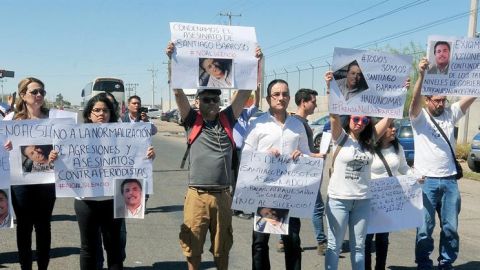 Periodistas protestan en Sonora.