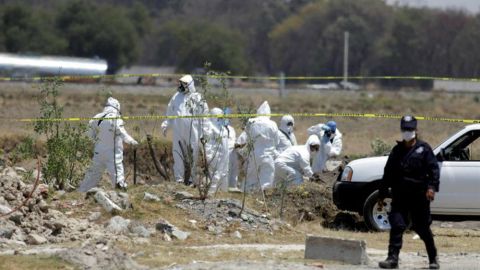 Cuerpos en zona del huachicol en Amozoc, Puebla