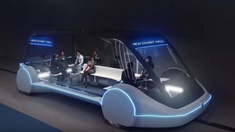 Fotografía cedida por Las Vegas News Bureau de la concepción artística de un vehículo eléctrico autónomo de alta velocidad (AEV) realizada por The Boring Company (TBC).