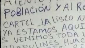 Mensaje dejado en la ciudad de Coatzacoalcos.