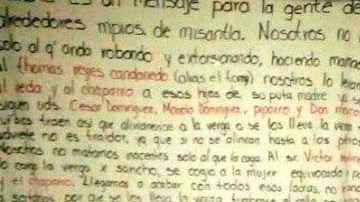 La narcomanta fue ubicada en una antigua gasolinera de gasolinera del municipio de Misantla.