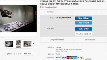 El fósil se vende en eBay por casi tres millones de dólares.