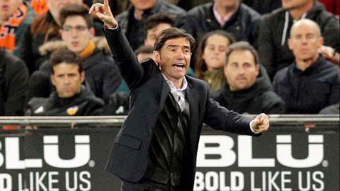 El entrenador del Valencia, Marcelino García Toral, durante el partido contra el Real Madrid.