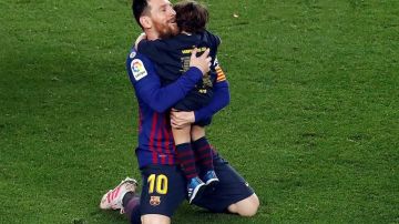 Messi celebró con sus hijos el título de La Liga de España