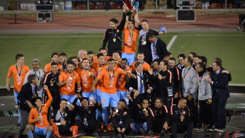 Jugadores del América en el festejo del campeonato de Copa conseguido ante Bravos de Juárez.