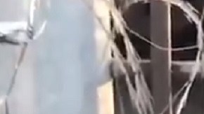 Uno de los video se ve a los inmigrantes cruzando por un río entre alambres de púas.