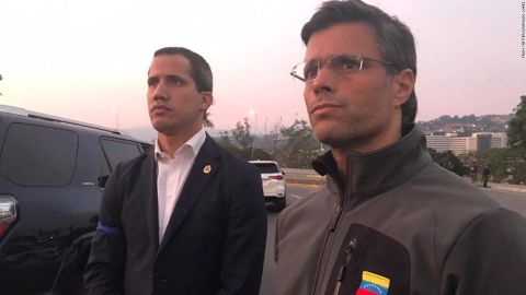 Juan Guaidó y Leopoldo López esta madrugada en Caracas