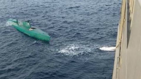 Submarino de narcotraficantes decomisado en costas de Chiapas, México