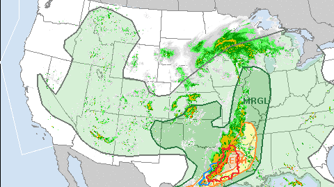 Pronóstico de vientos fuertes tornados y granizo en Texas, Louisiana y el sur de Arkansas.