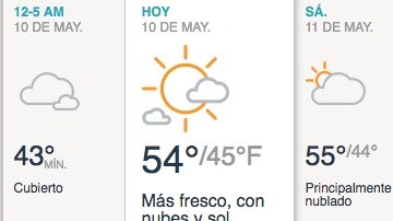 Parcialmente nublado y fresco.