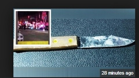 Arma blanca recuperada en la escena