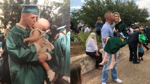 Fotos de padre e hija 18 años después.