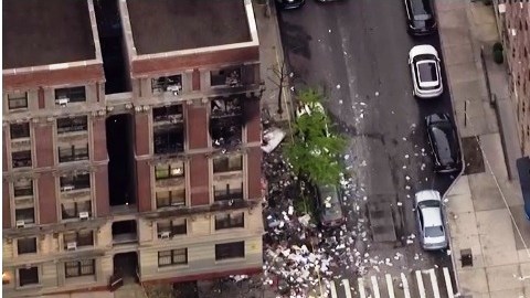 Toma aérea del edificio afectado