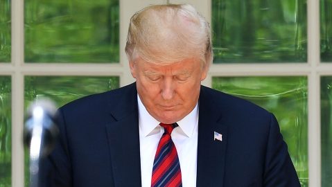 US President Donald Trump looks down as he announces a new immigration proposal, in the Rose Garden of the White House in Washington, DC on May 16, 2019. - Trump proposes an overhaul of US immigration to favor applicants with high skills and good English, while cutting back on family based arrivals and asylum seekers. (Photo by MANDEL NGAN / AFP) (Photo credit should read MANDEL NGAN/AFP/Getty Images)