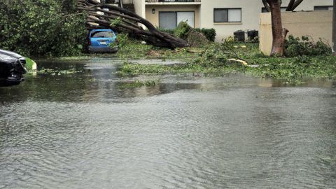 Un barrio inundado de Miami, Florida a raíz del huracán Irma en 2017.