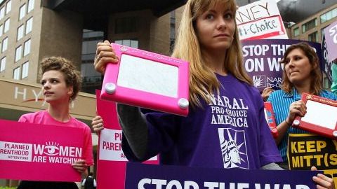Reproductive Rights Activists Protest Outside Romney DC Fundraiser