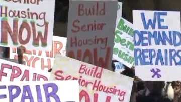 Protesta contra NYCHA ayer