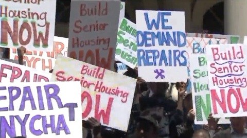 Protesta contra NYCHA ayer