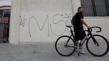 Grafiti con el que la MS-13 busca marcar territorio en Los Ángeles.