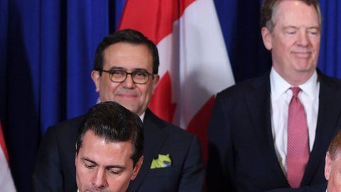 Peña Nieto, Trump y Trudeau firmaron firmaron el acuerdo.