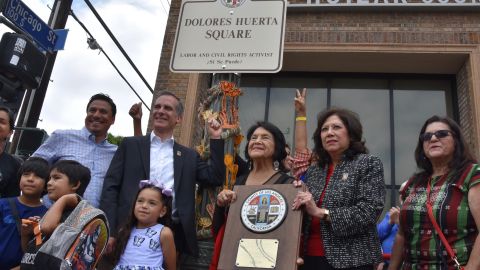 La plaza Dolores Huerta, en el vecindario de Boyle Heights.