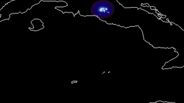 Este GIF muestra el destello de un asteroide en la atmósfera de la Tierra sobre el Mar Caribe el 22 de junio de 2019.