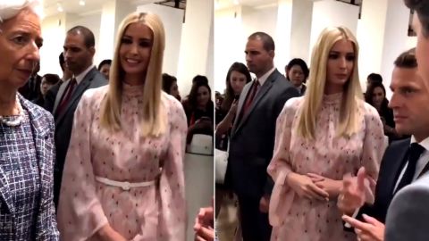 Ivanka Trump intenta involucrarse en una conversación con líderes sin mucho éxito.