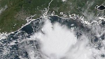 La tormenta Barry sobre el Golfo de México.