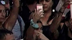 Puerto Rican singer Ricky Martin (C), alongside Puerto Rican rapper Rene Perez, aka Residente, march along Las Americas highway as they take part of a national strike demanding Puerto Rico's Governor Ricardo Rossello resignation in San Juan, Puerto Rico on, July 22, 2019. - Angry protesters blocked the main road in Puerto Rico's capital on Monday as they launched what was expected to be the largest yet of a wave of demonstrations seeking the resignation of the US territory's embattled governor. (Photo by Eric Rojas / AFP)        (Photo credit should read ERIC ROJAS/AFP/Getty Images)