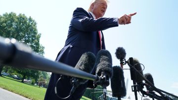 El presidente Donald Trump durante una rueda de prensa antes de su salida de la Casa Blanca el 5 de julio de 2019 en Washington, DC.
