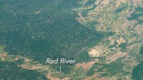La vista del delta del  río Mississippi desde la Estación Espacial Internacional.