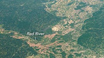 La vista del delta del  río Mississippi desde la Estación Espacial Internacional.