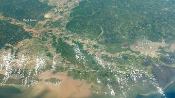 La vista del delta del  río Mississippi desde la Estación Espacial Internacional.