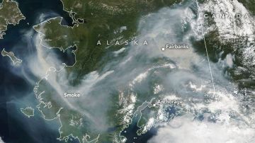 Humo de incendios forestales sobre Rusia el 24 de julio de 2019.