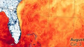 El mapa muestra la temperatura de la ssuperficie del mar el 28 de agosto de 2019. Joshua