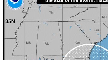 El cono contiene el probable camino del centro de la tormenta.