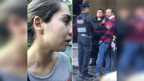 La mujer fue socorrida por peatones que iban pasando por el lugar.
