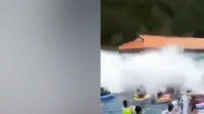 La ola puso a muchos con la cabeza bajo el agua, al voltearlos.