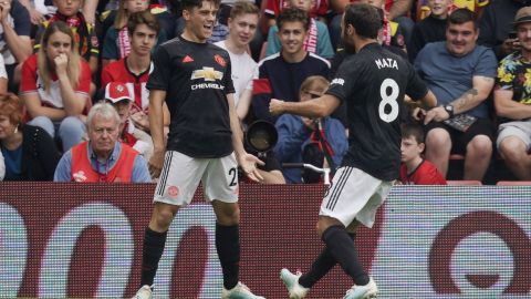 Daniel James celebra su impresionante gol, que no fue suficiente para el triunfo.