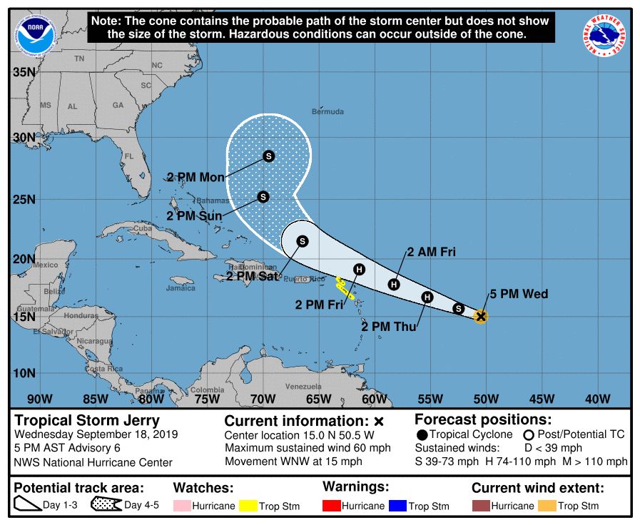 La tormenta tropical puede fortalecerse. Pasará cerca de Puerto Rico el sábado.