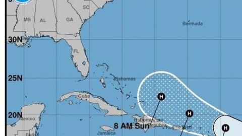 Foto que muestra el pronóstico de 5 días de la décima depresión tropical que se podría convertir en huracán Imelda.