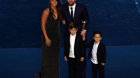 Lionel se mostró feliz de que los pequeños estuvieran en la ceremonia.