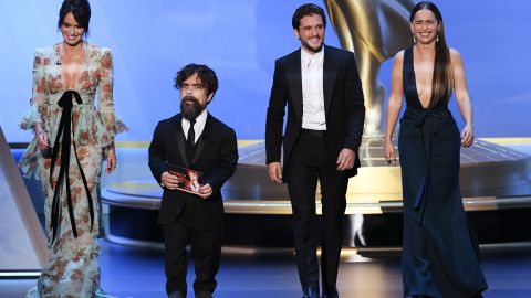 Lena Headey, Peter Dinklage, Kit Harington, Emilia Clarke. during the 71st Emmy Awards.