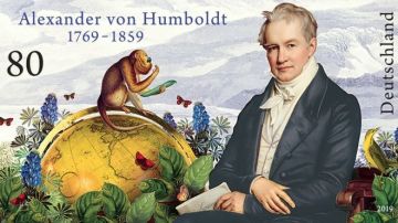 Este mes el gobierno alemán imprimió sellos postales para conmemorar el 250° aniversario del nacimiento de Alexander von Humboldt.