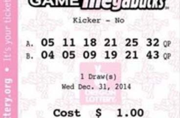 Un boleto del Megabucks.